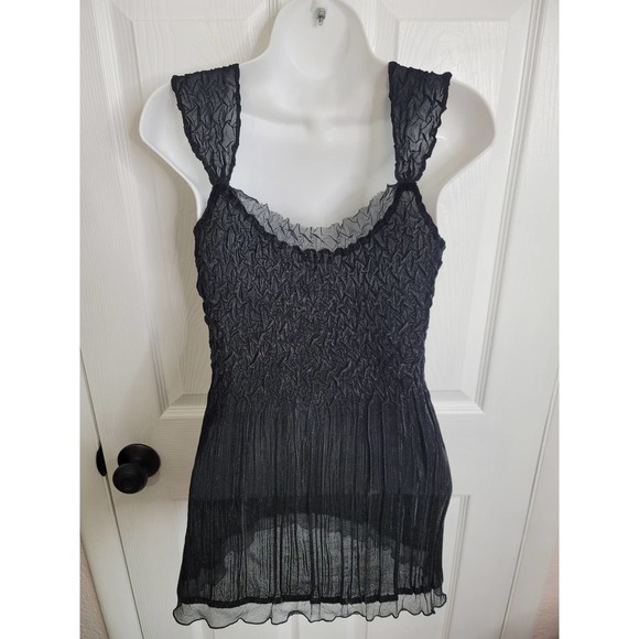 NWT Komarov Thin Black Sheer Lightweight Top Size Medium - Picture 3 of 6